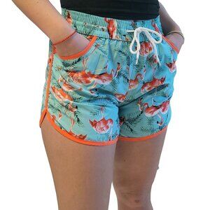 Women Fashion Beach Shorts, Swim Trunks w Pockets, Flamingos
